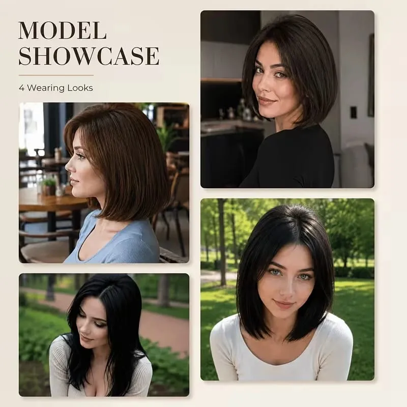 10cm Synthetic Short Straight 2pcs Hair Pads Extension Change Head Shape Fiber Hairpiece for Women Daily Wear — image 7