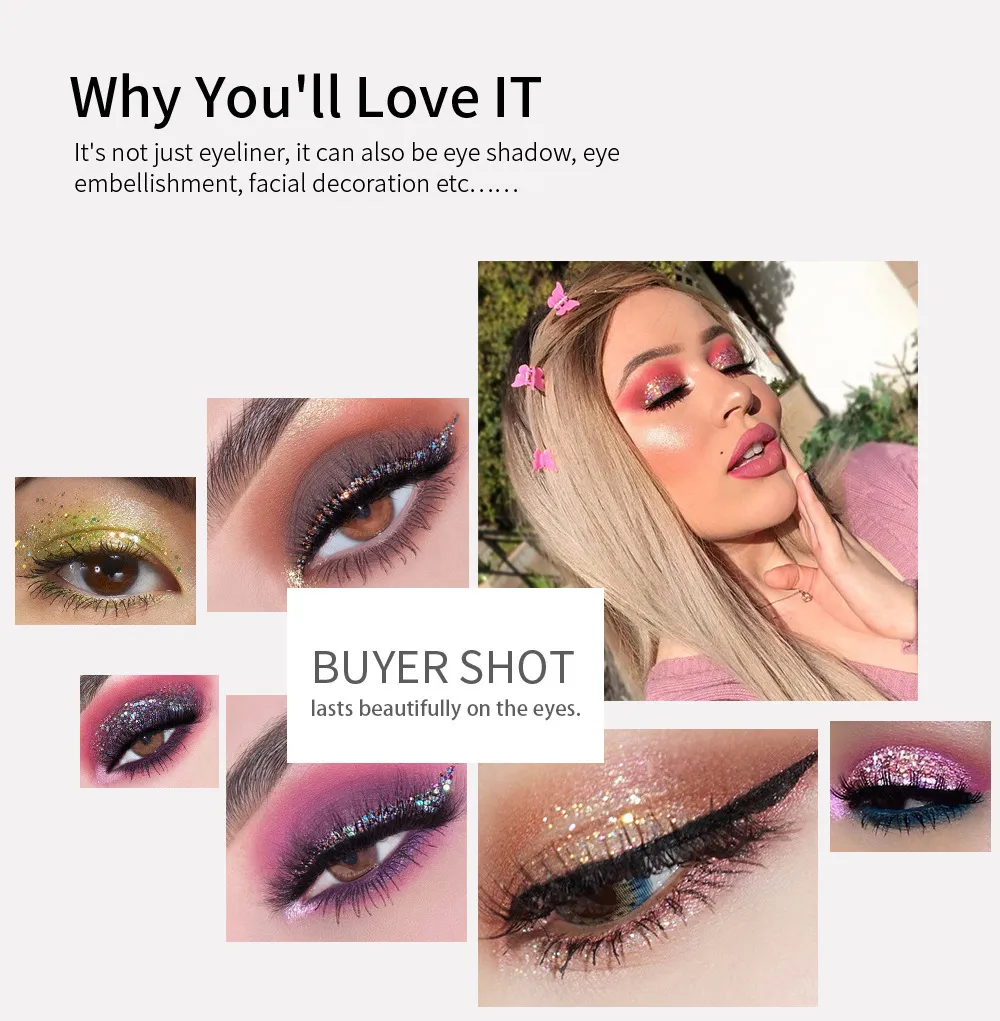 12 Colors Shiny Eye Liners Pigment Silver Rose Gold Color Glitter Liquid Eyeliner Metallic Colorful Makeup For Women — image 6