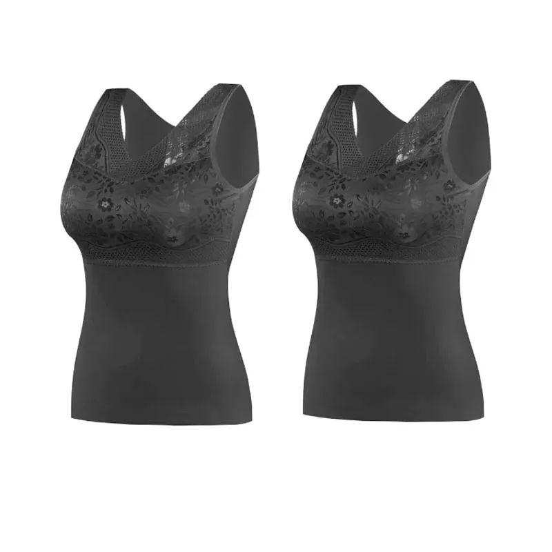 Women Winter Lace Padded Thermal Vests Soft Skin‑Friendly Undershirts Comfortable Sleeveless Inner Versatile Daily Tank Tops