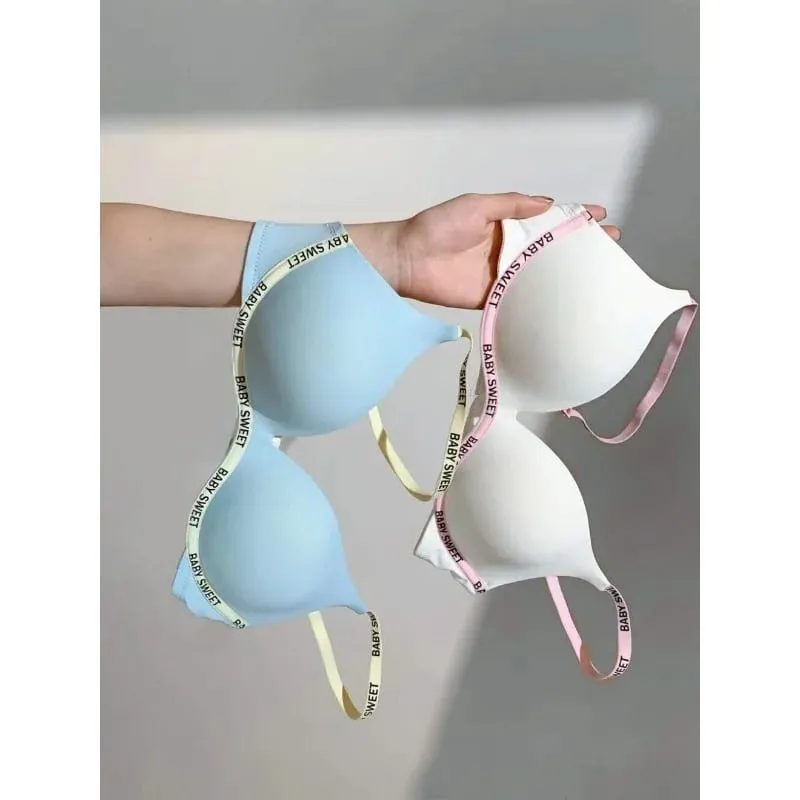 Trendy Dopamine Multicolor Seamless Bra Panty Set Sexy Push Up Small Bust Lift Wireless Soft Support Daily Party Plus Size 32-38 — image 2