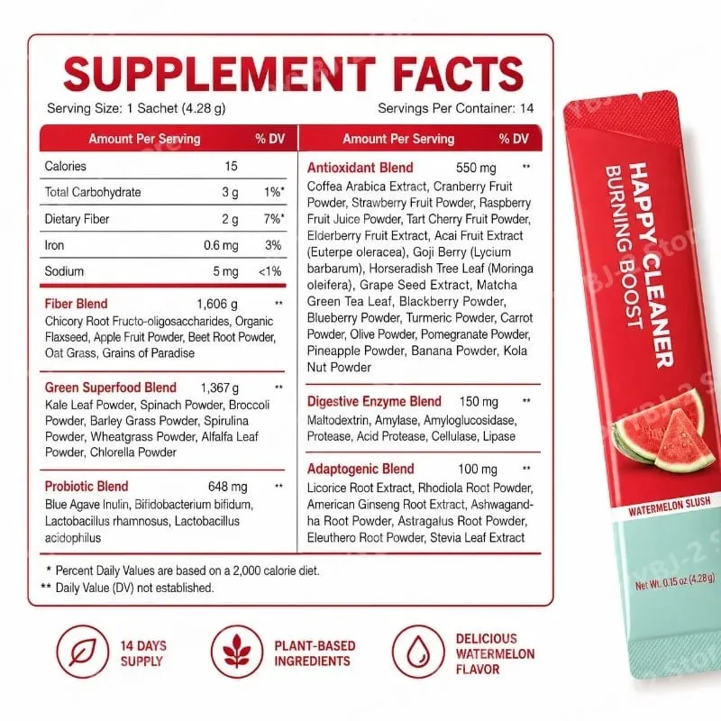 Electrolyte Powder Watermelon/Strawberry Flavor with Probiotics & Digestive Enzyme Maintain Digestive Health and Reduce Bloating — image 2