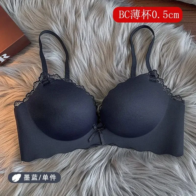 セクシーWomen Wireless Seamless Bra Set One‑Piece Push‑Up Brassiere Small Bust Side Support Anti‑Sag Soft Ladies Intimates Lingerie