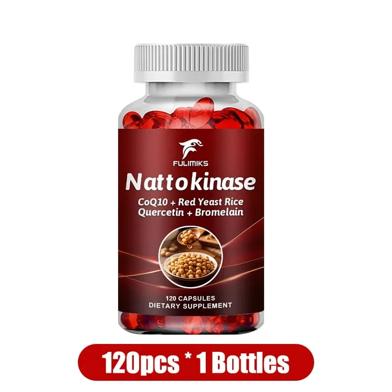 Nattokinase Supplement with CoQ10 Red Yeast Rice Quercetin Bromelain Support Blood Flow Heart Health Digestive Aid Energy — image 6