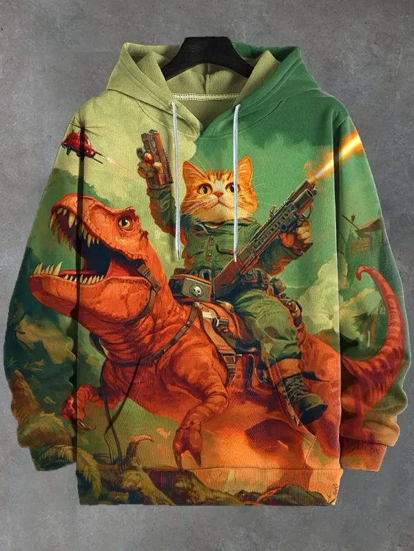 2026 Men's Hoodies Funny Cat Dinosaur UFO Art 3D Printed Cartoon Sweatshirt Men Women Tracksuit Oversized Casual Street Y2k Coat — image 10