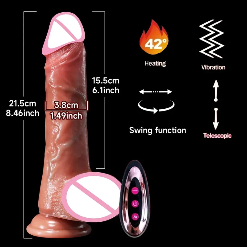 Realistic Soft Silicone Dildo with Suction Cup Vibration Heating For Women Masturbation G-spot Adult Sex Toys Anal Stimulation