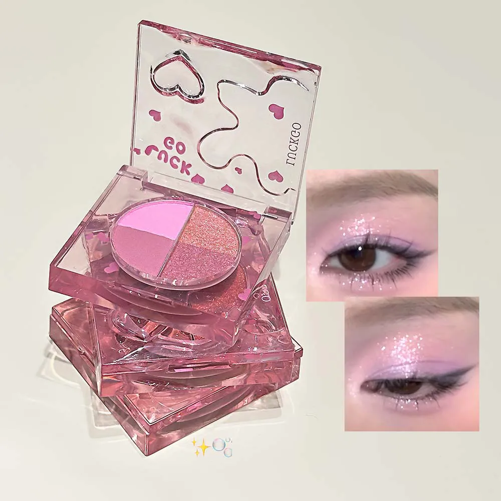Four-color Diamond Glitter Eyeshadow Palette Mini Pink Orange Matte Shimmer Eye Shadow Eye Pigments Highlighter Makeup Cosmetics — image 4