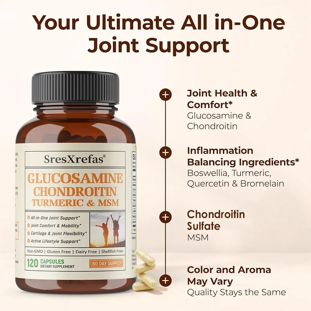 Glucosamine Chondroitin Extra Strength Capsules Joint Support Antioxidant Immune Support Supplement for Adults — image 3