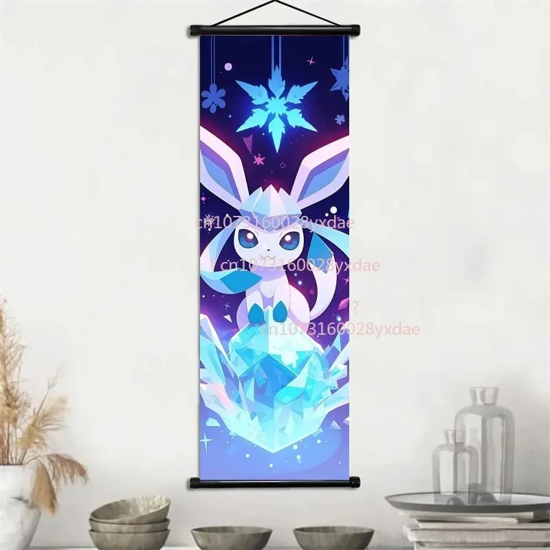 Classic Printed Pokemon Poster Cartoon Wall Artwork Gengar Squirtle Bulbasaur Pikachu Hanging Scroll Family Room Decoration — image 6