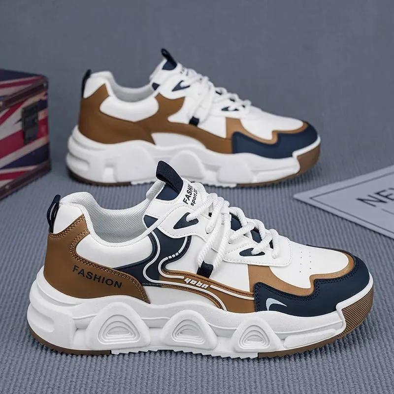 Men Sneakers Chunky Dad Shoes Colorblock Platform Casual Footwear Lace Up Thick Sole Breathable Streetwear Trainers — image 2