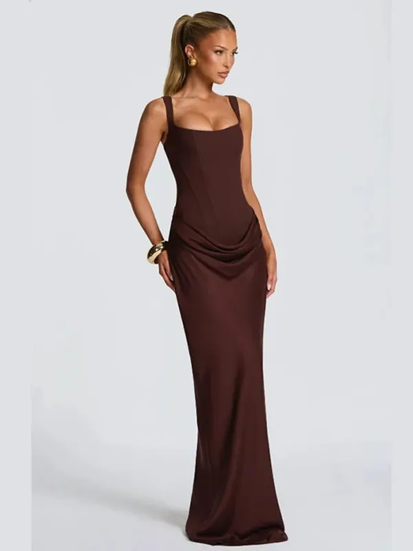 Women Green Ruched Elegant Satin Maxi Dress Mermaid One-shoulder Cutout Slim Fit Flowy Vestido 2026 Lady Summer Evening Vestidos — image 18