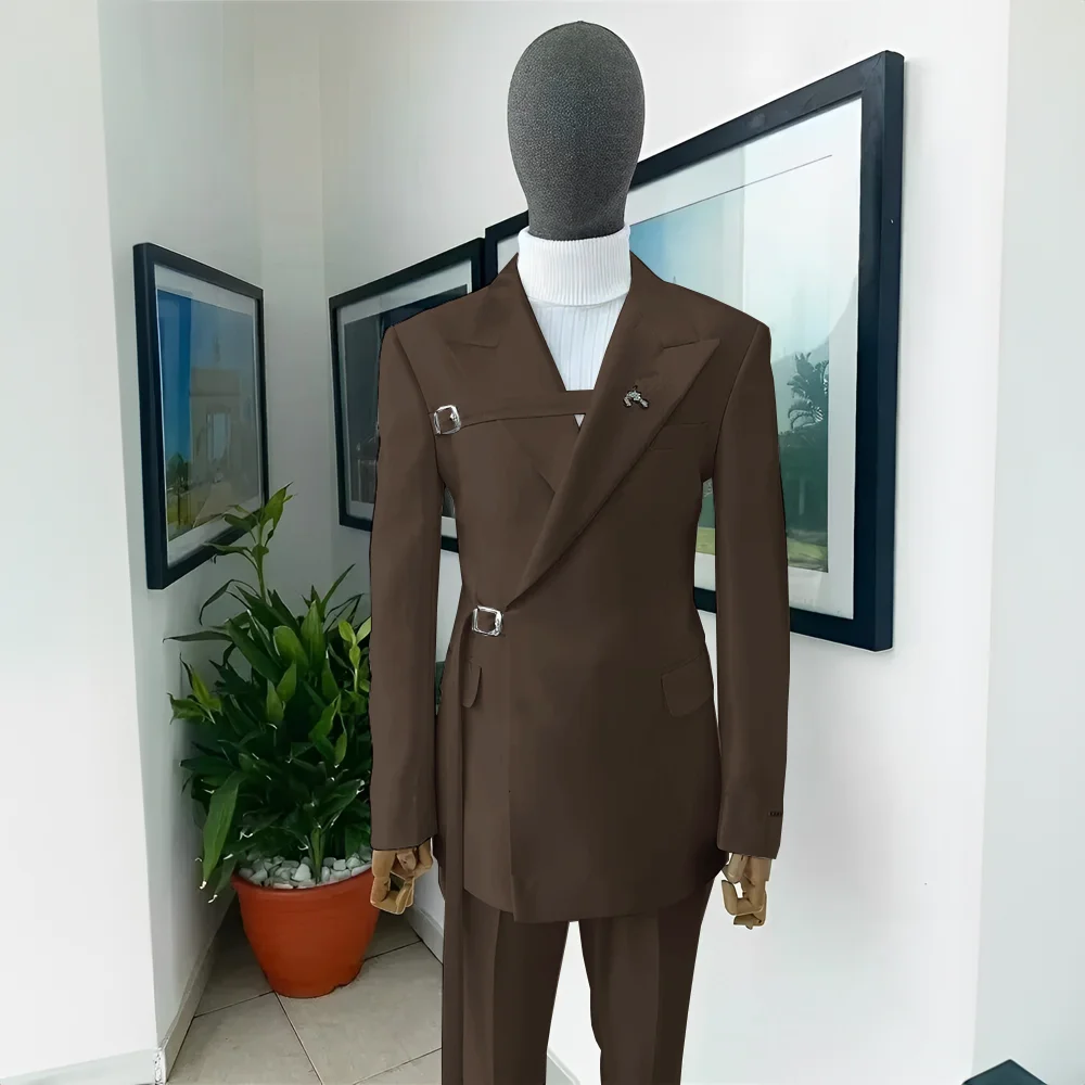 2024 New Men's Wedding Tuxedo Blazer Elegant Men's Suit 2 Piece Jacket Pants White Suit Formal Party Dress for Men — image 5