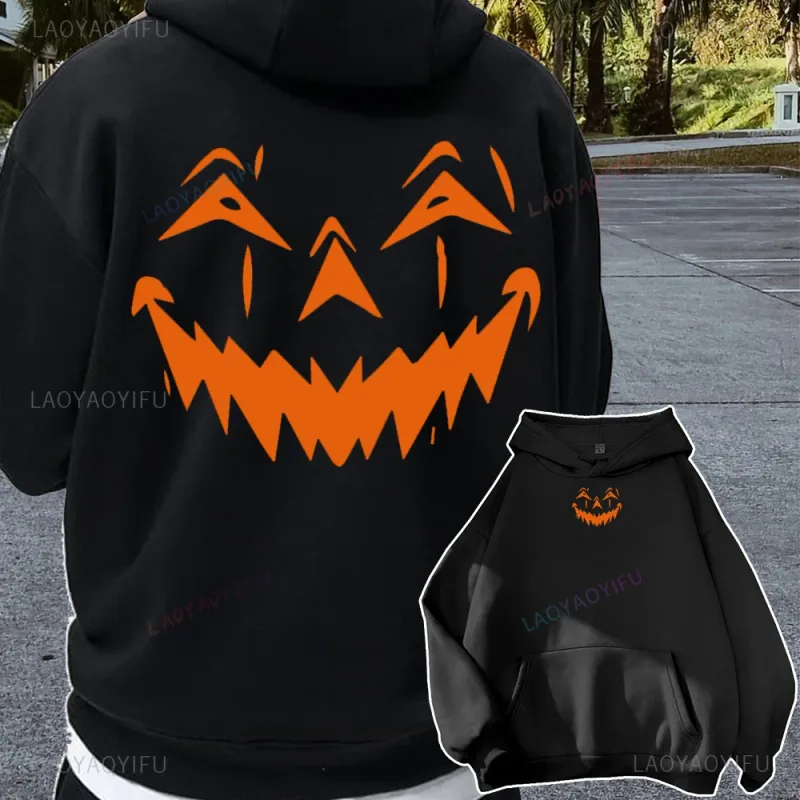 Halloween Pumpkins Hoodies Casual Long Sleeves Hooded Interesting Pumpkin FaceSweatshirts Cool Halloween Men Women Pullover Tops — image 8
