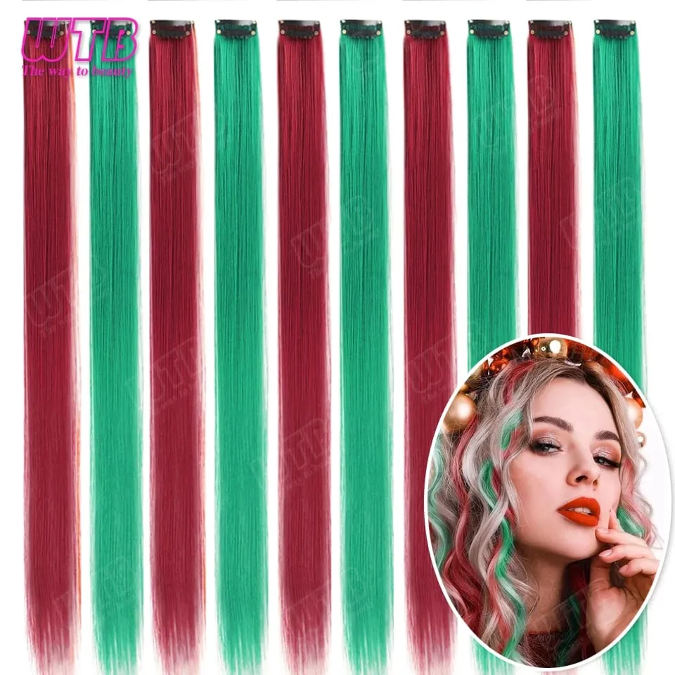 10 PCS Colored Synthetic Hair Extension Wigs for Women BB Clip Style Straight Hair Extension Wigs Suitable for Holiday Events — image 8