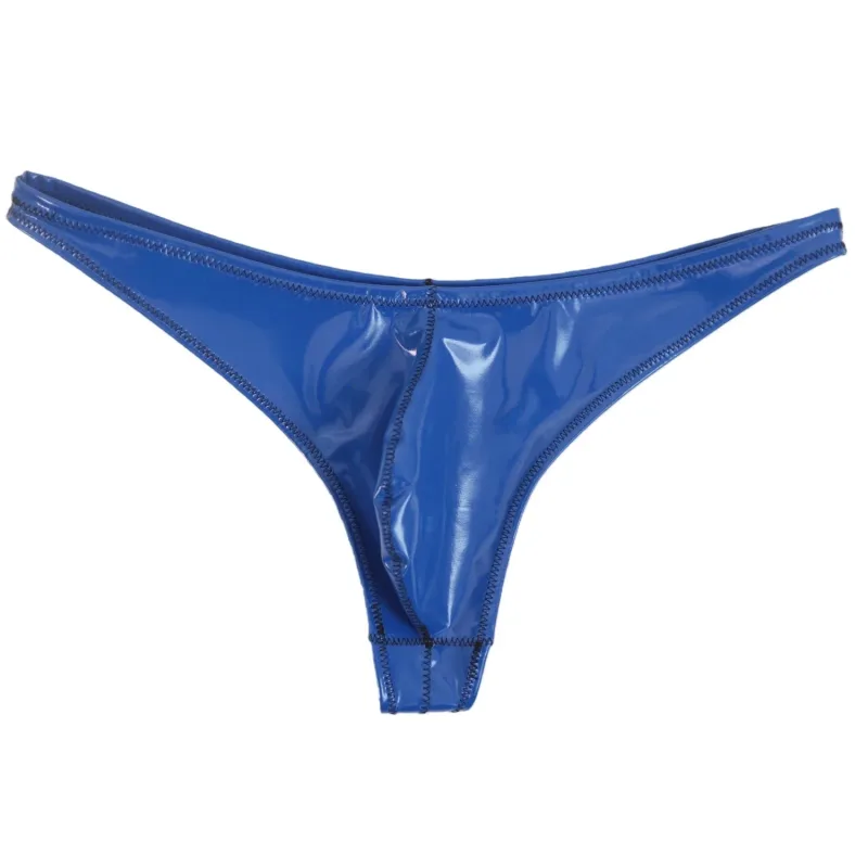 Sexy Men Plus Size Latex PVC Shiny Hot Short Convex U Pouch G-string Fashion Underwear Tights Lingeries PU Stage Briefs — image 7