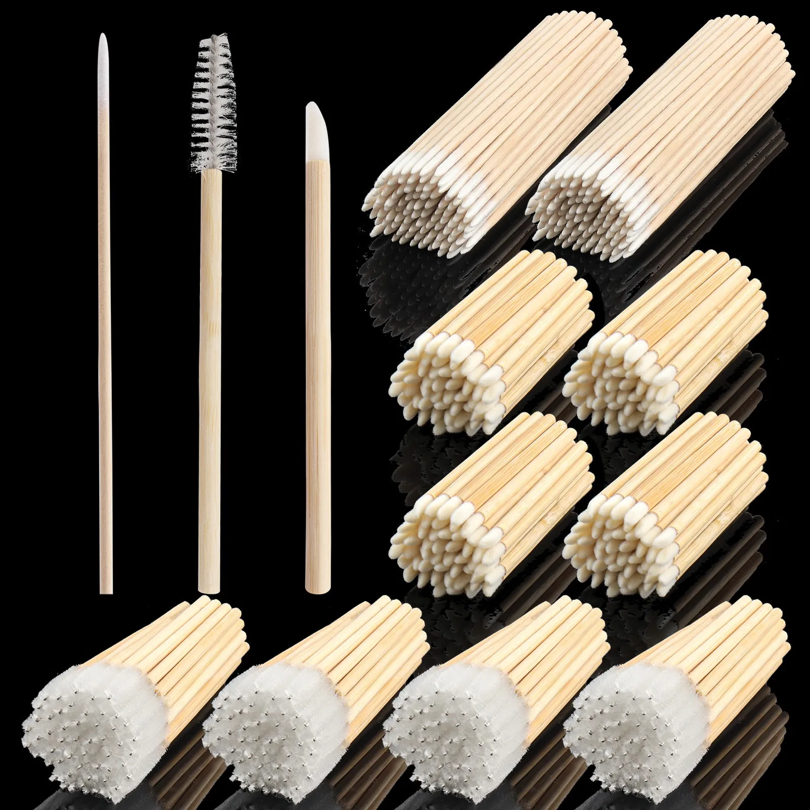 50pcs Bamboo Stick Disposable Flocked Lip Brushes Portable Lip Gloss Applicator Wands Lipstick Makeup Lash Tattoo Beauty Tools — image 1