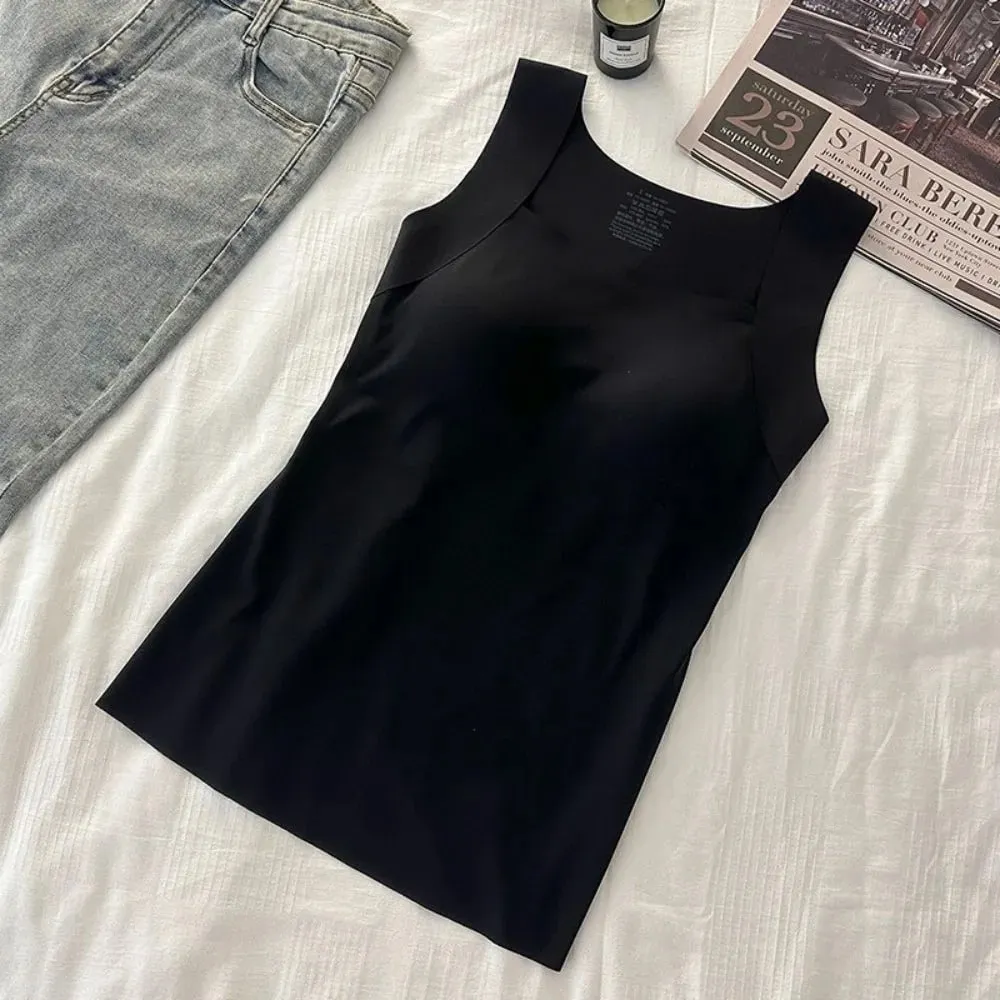 Sexy Design Sleeveless Tank Tops Seamless Knitting Summer Lightweight Crop Camisole Tops Female Bra Style With Chest Pads