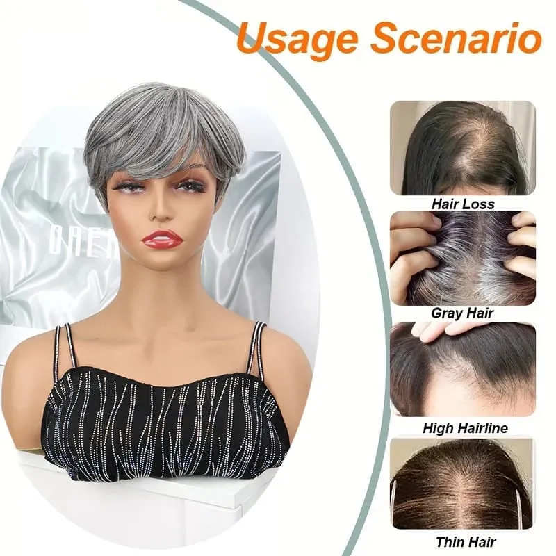 Synthetic Short Toppers Hair for Women Fluffy Covering Volume Hair Pieces With Bangs Fake Hairpiece for Thin Hair — image 5