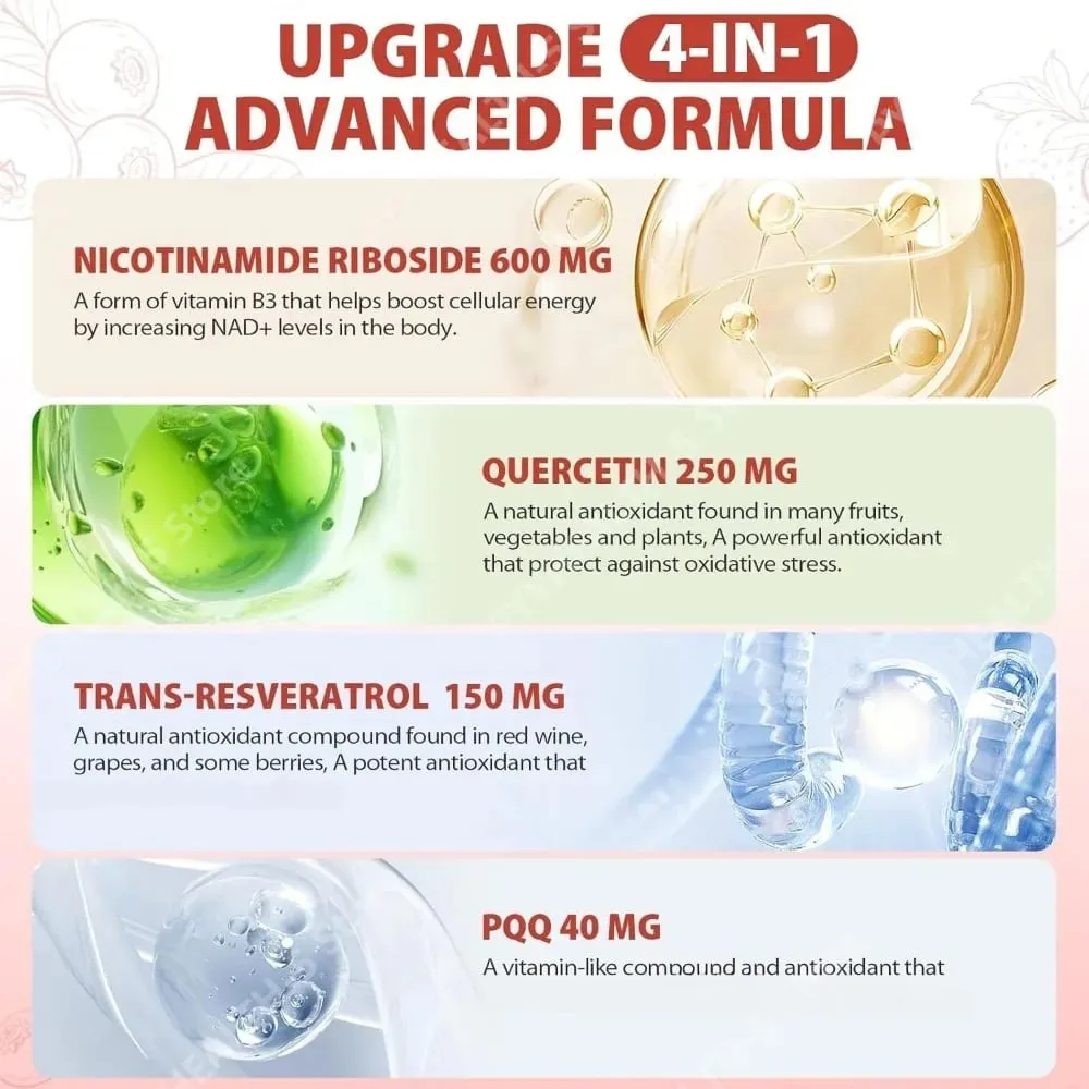 NAD+ Liquid Supplement 1000mg High-Potency with Resveratrol PQQ Support Cellular Energy Focus 30 PCS — image 3