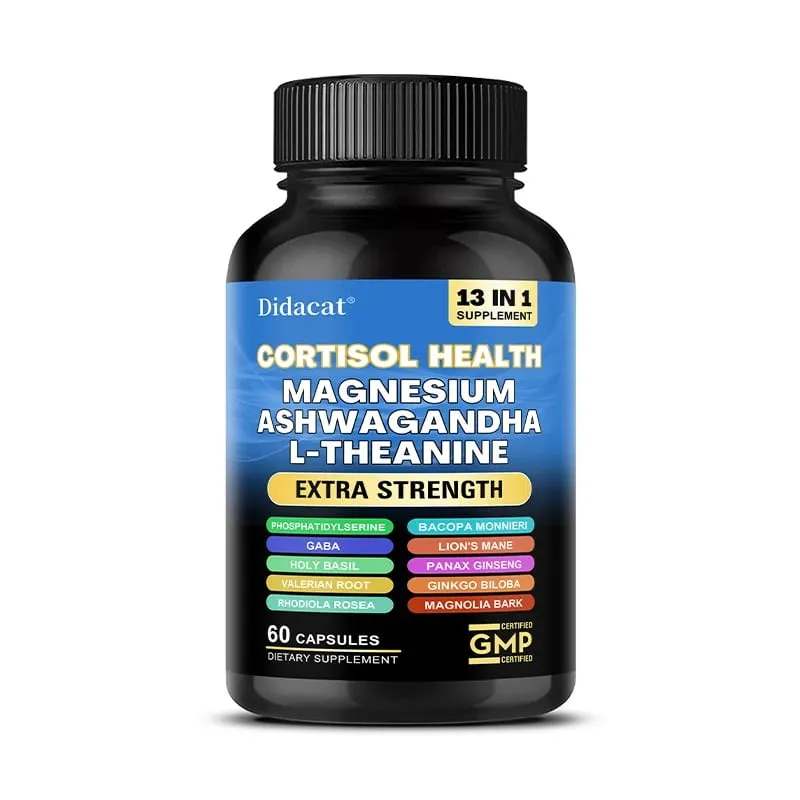 Cortisol Support Capsules with Ashwagandha & Magnesium Support Stress Relief Calm Mood Adrenal Health & Restful Sleep