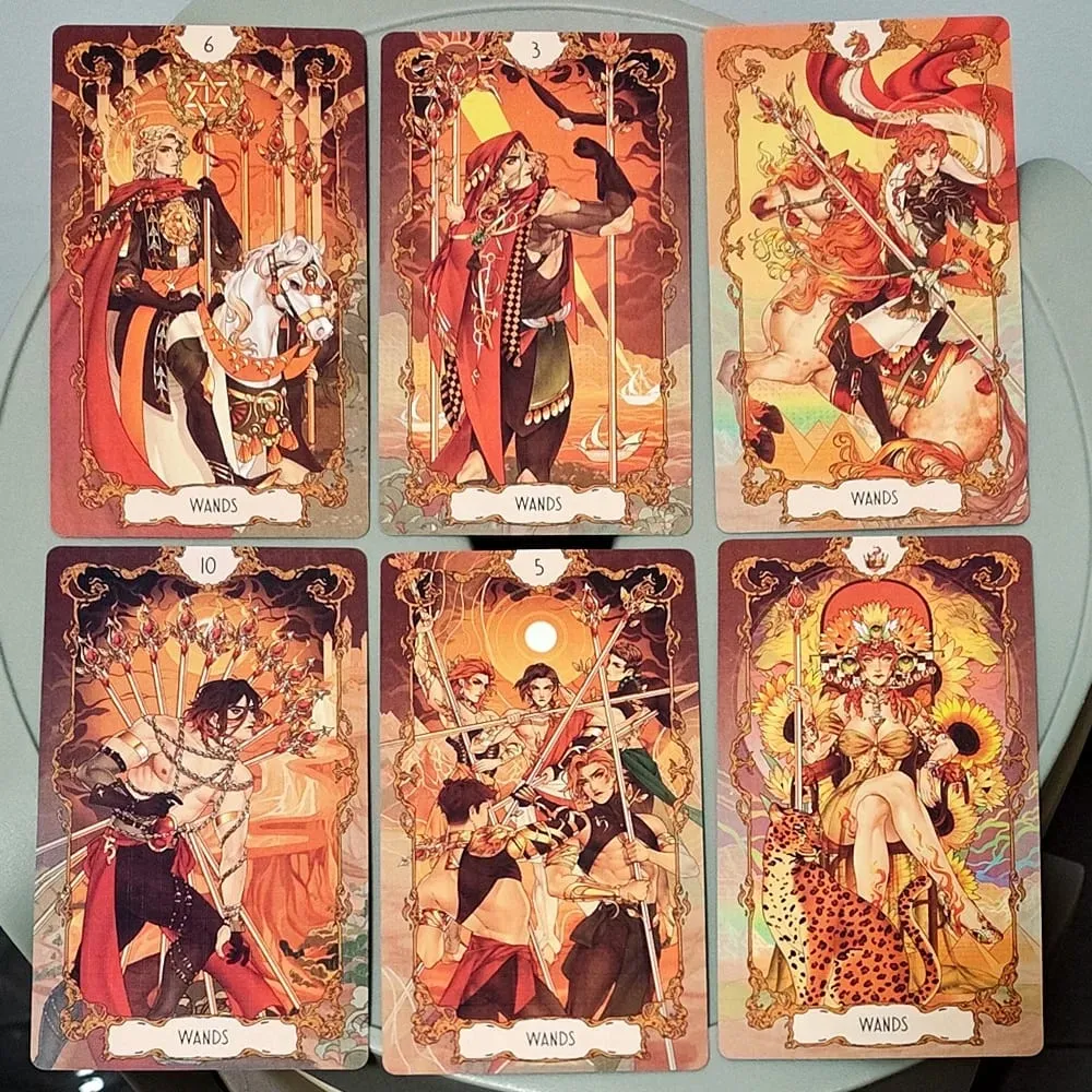 Double-embossed with Gorgeous Anime-Style Illustrations 78 Pcs Art Nouveau Tarot Cards 12*7cm Anima Tarot Deck in Rigid Box — image 5