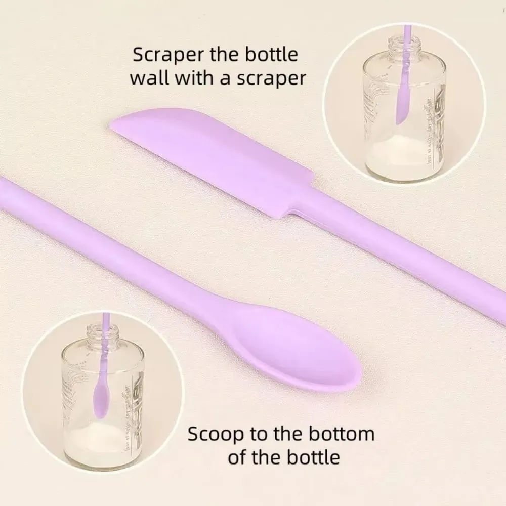 3pcs Portable Mini Silicone Scraper Double-head Lengthened Face Mask Brush Soft Jam Scraping Spoons Makeup Brushes Set — image 2