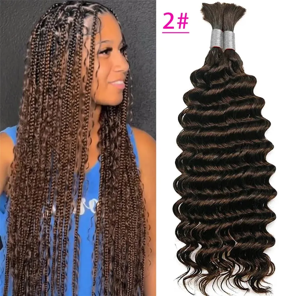100% Human Hair Deep Wave Bulk Hair No Weft Bundles For Braiding Brazilian Virgin Hair Natural Wave Curly Hair Extensions Remy H — image 8