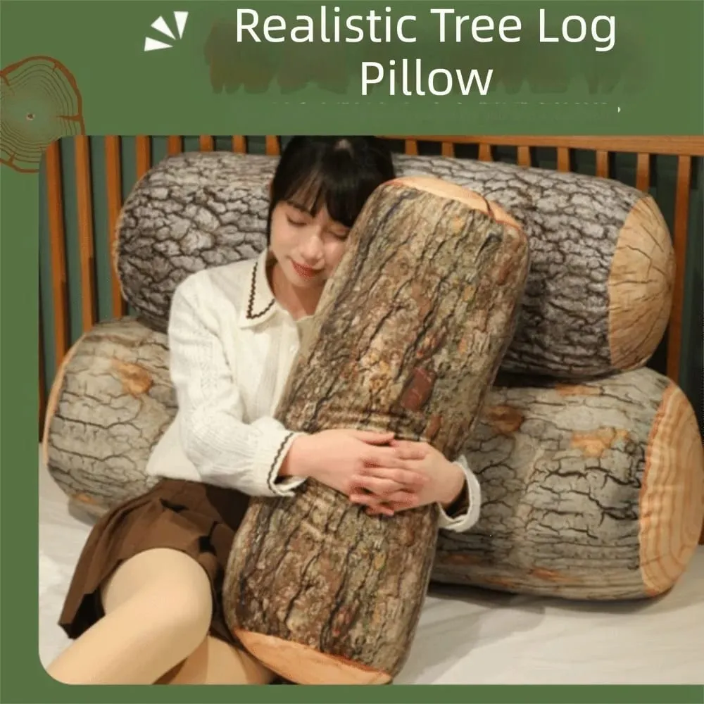 Plush Material Tree Log Pillow Soft Texture PP Cotton Filled Stump Cushion Realistic Wood Grain Novelty Throw Pillow For Women — image 3
