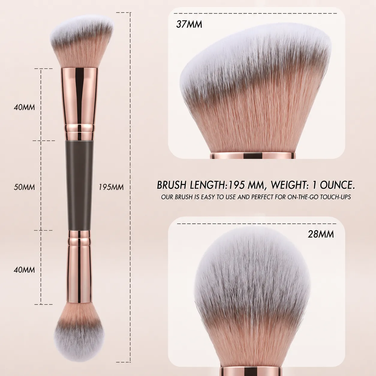 Double Ended Bronzer Brush Angled & Round Contour Brushes for Beauty Blending Liquid Powder Concealer Cream Cosmetics Blush — image 4