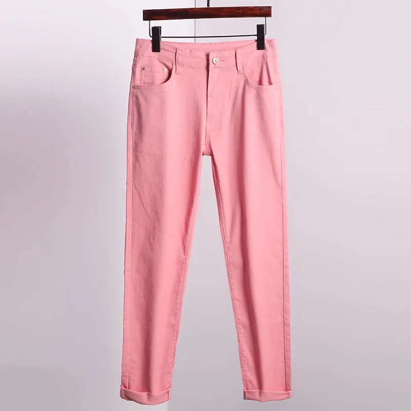Yellow Pink Red Men's Colorful Denim Stretch Jeans New Elastic Slim Male Clothing Simple Business Denim Trousers