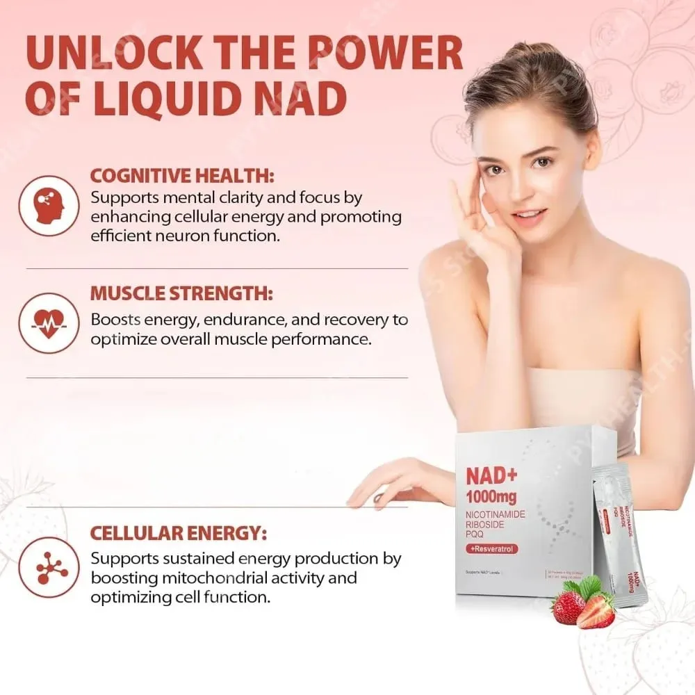 NAD+ Liquid Supplement 1000mg High-Potency with Resveratrol PQQ Support Cellular Energy Focus 30 PCS — image 6