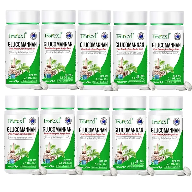 100 Stück Glucomannan-Pulver zur Gewichtsreduktion | Vegan & Vegetarisch | GVO-frei, glutenfrei