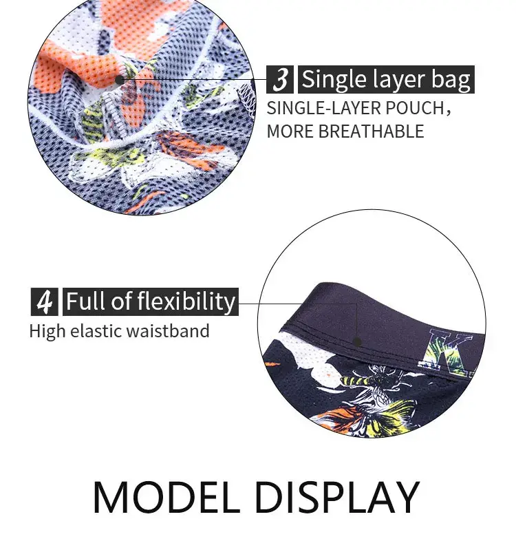 Men's Breathable Ice Silk Printed Boxer Briefs Underwear Fashionable Male Panties Comfortable Calzoncillo Hombre