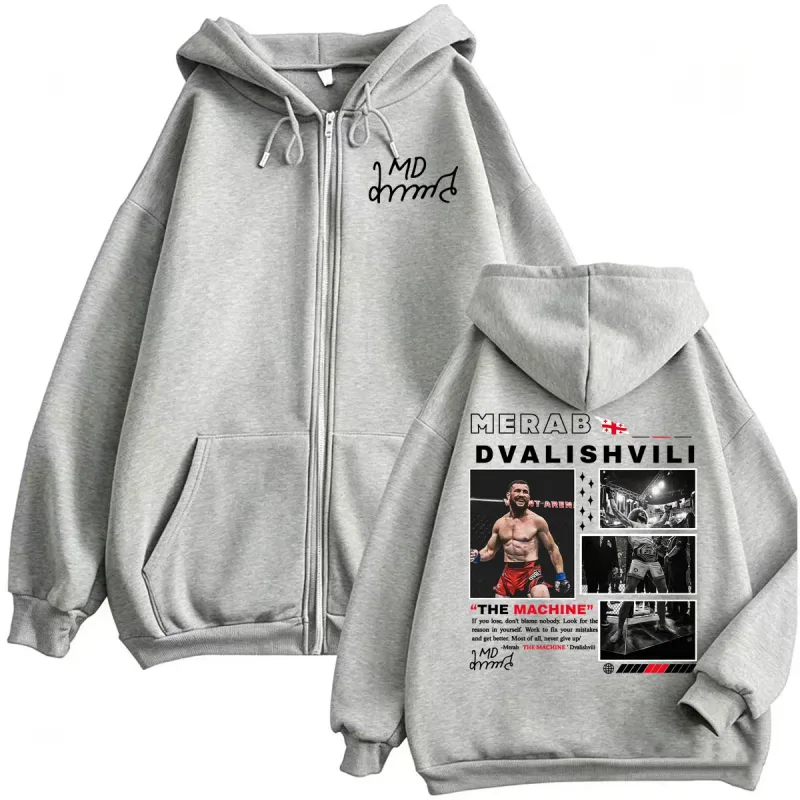 Merab Dvalishvili The Machine Zip Up Hoodies Men Women Harajuku Classic Retro Sweatshirt Jacket Coats High Quality Zipper Hooded — image 6
