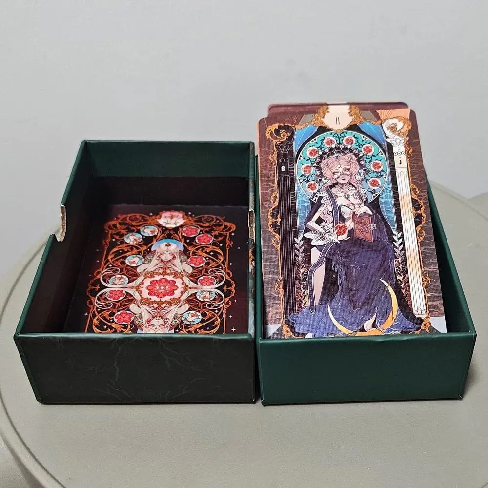 Double-embossed with Gorgeous Anime-Style Illustrations 78 Pcs Art Nouveau Tarot Cards 12*7cm Anima Tarot Deck in Rigid Box — image 3