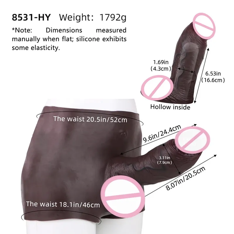 Mutandine con dildo cavo ultra realistico Slip in silicone Strapon Pene Estendi pantaloni a maniche Giocattoli sessuali per uomini Ingrandimento del cazzo