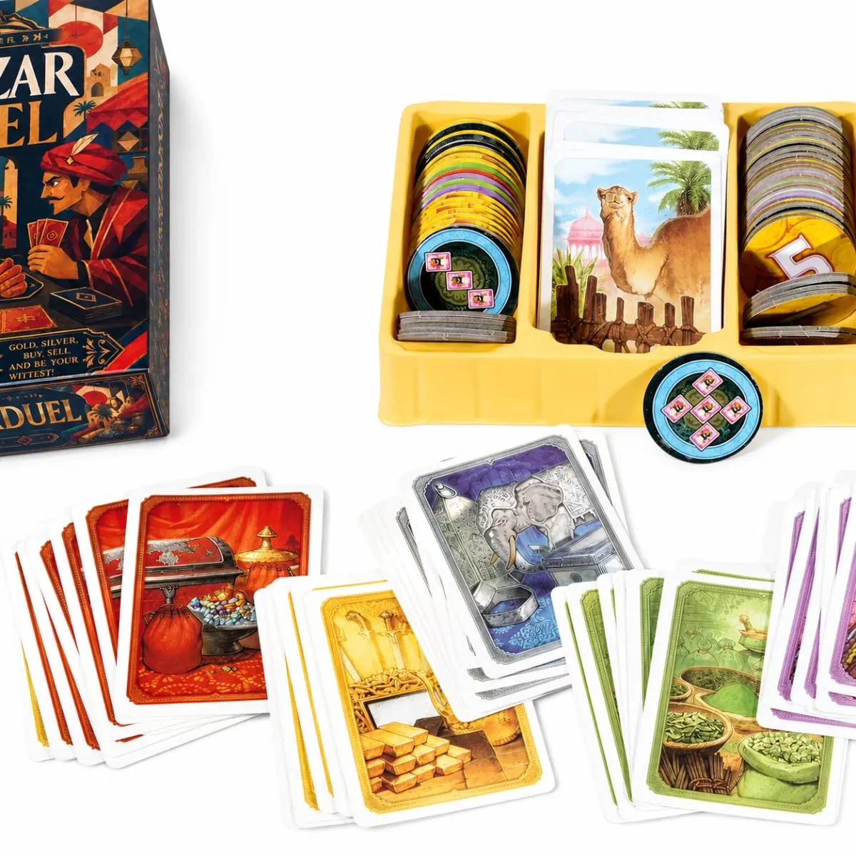 Bazaar Duel Card Game Fast Paced Market Trading Strategy Board Game Collect Leather Spices Cloth Silver Gold and Gems Exchange — image 4