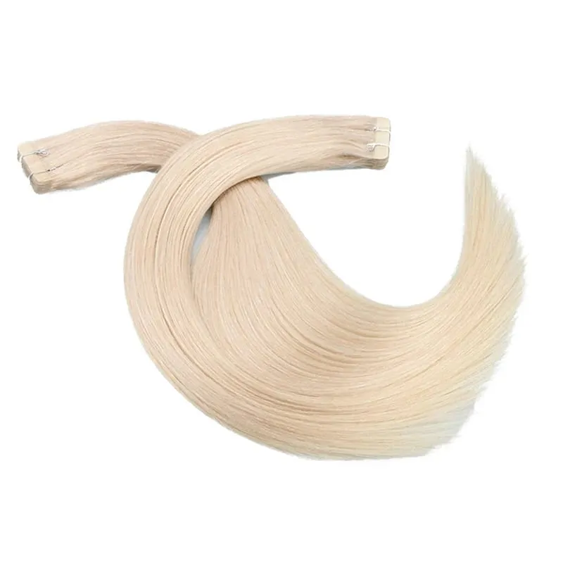 Toysww Real Human Hair Russian Hair Tape in Human Hair Extensions Blonde #60 For Woman Machine Made Remy Hair 20/40pcs