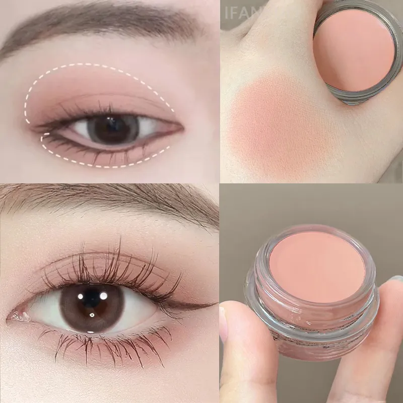Matte Nude Pink Eyeshadow Blusher Cream Waterproof Long Lasting Silky Soft Eye Shadow Pigment Brown Monochrome Peach Eyes Makeup — image 1