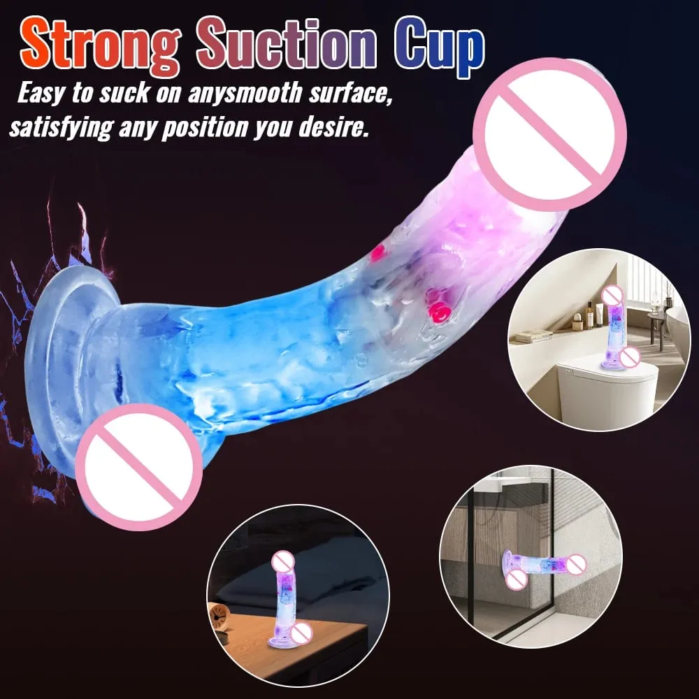 Remote Control Soft Realistic Dildo for Women G-spot Vibrator with LED Light Fake Penis Female Masturbation Sex Toy for Women