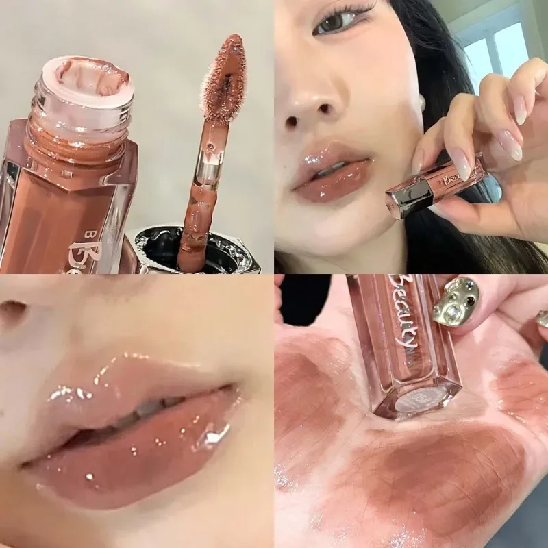 Ice Transparent Brown Lip Gloss Moisturizing Glossy Liquid Lipstick Nude Water Light Glass Mirror Lip Glaze Long-lasting Makeup — image 9