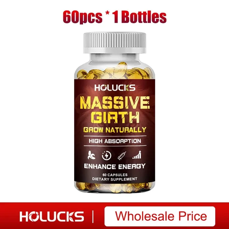 Massive Girth Capsules for Men Testosterone Booster Hormone Support Muscle Growth & Strength Size Enhancement Supplement