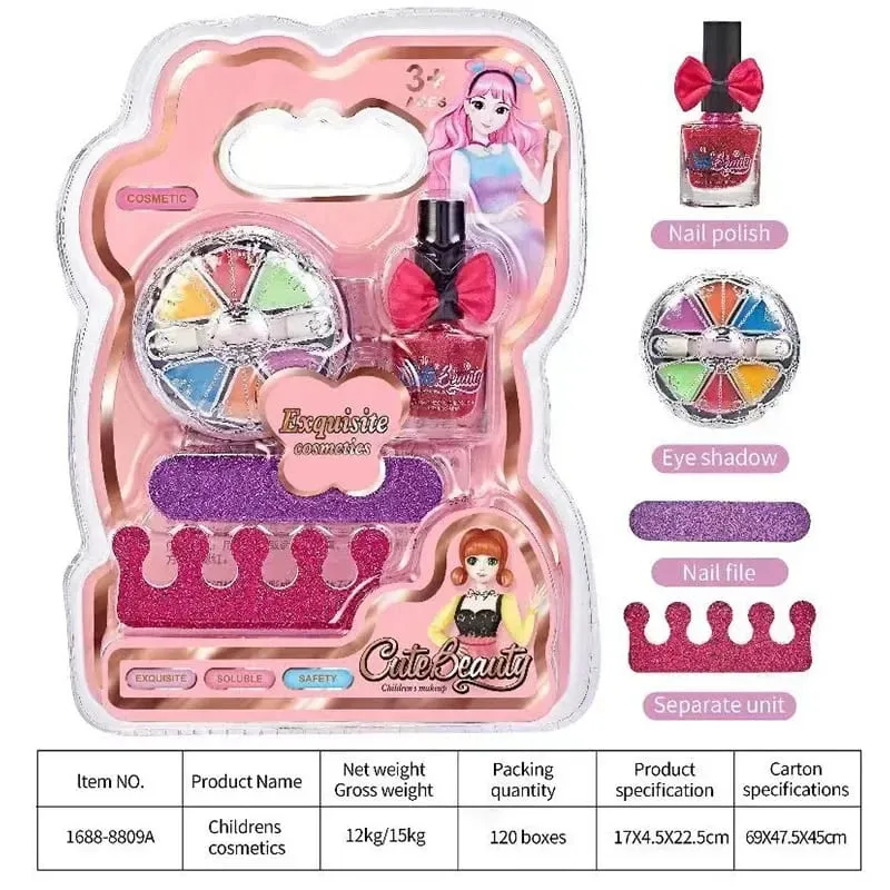 Sada dětského make-upu Lesk na rty Lesk na rty Oční stíny Pilník na nehty Netoxický Makeup Princess Girl Kosmetika omyvatelný vánoční dárek pro dítě — image 2