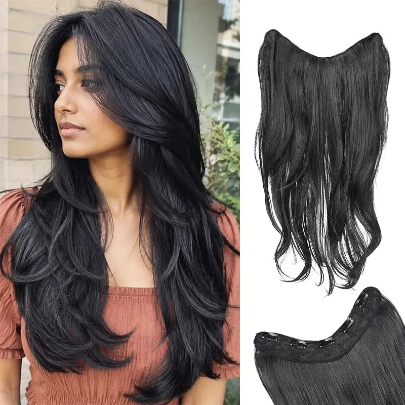 26 Inch Synthetic Clip-In Hair Extension V-Shape Layered Wig for Short to Long Instant Transformation — image 2