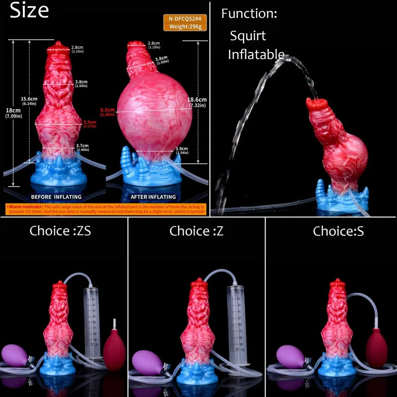 矽膠充氣射精結假陽具可調節週長噴出幻想馬陰莖成人性玩具肛門擴張器 — image 13