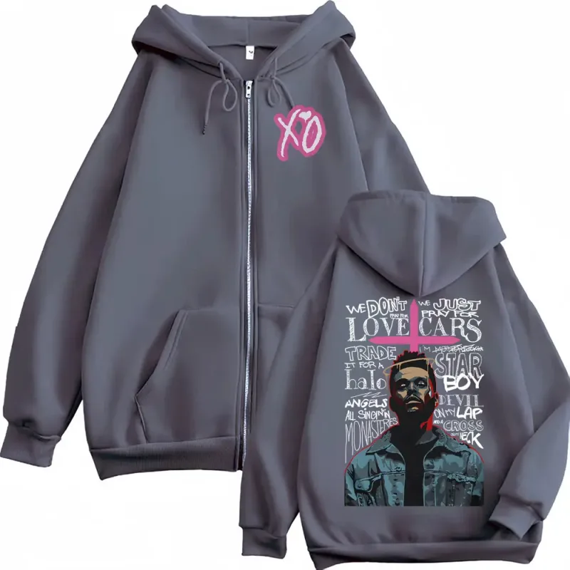 The Weeknd XO After Hours Album Jacket Sweatshirt Men Women Fashion Hip Hop Zipper Hoodies High Quality Cardigan Zip Up Pullover — image 4
