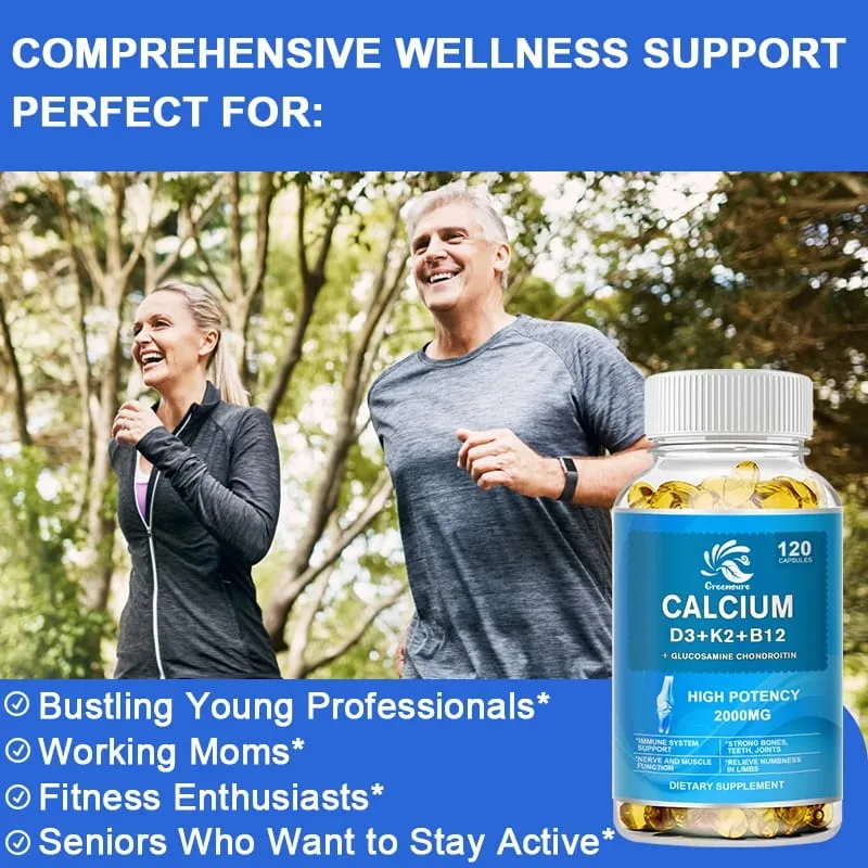 Calcium Vitamin D3 Plus with B12 K2 - High Potency Food Based Immune - Support Bone Health & Mood Balance Supplement — image 3