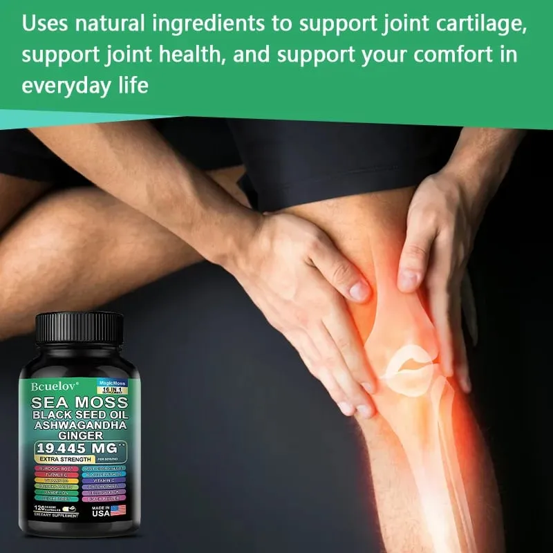 Sea Moss Capsules with Black Seed Oil Ashwagandha Turmeric Complex Energy Immune Digestive Skin & Stress Relief Support — image 5