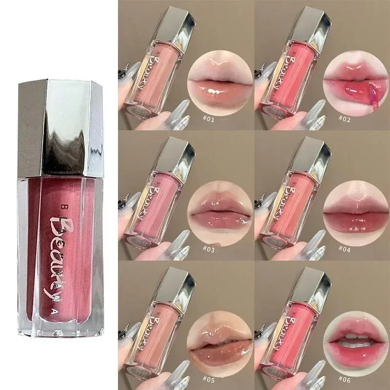 Ice Transparent Brown Lip Gloss Moisturizing Glossy Liquid Lipstick Nude Water Light Glass Mirror Lip Glaze Long-lasting Makeup — image 7
