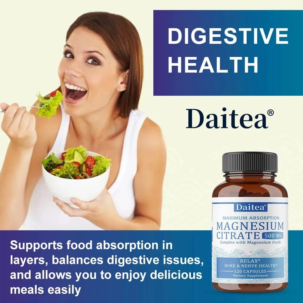 Magnesium Citrate Complex 500 MG for Calm Relaxation & Digestion Health Support - High Absorption Magnesium Supplement — image 5