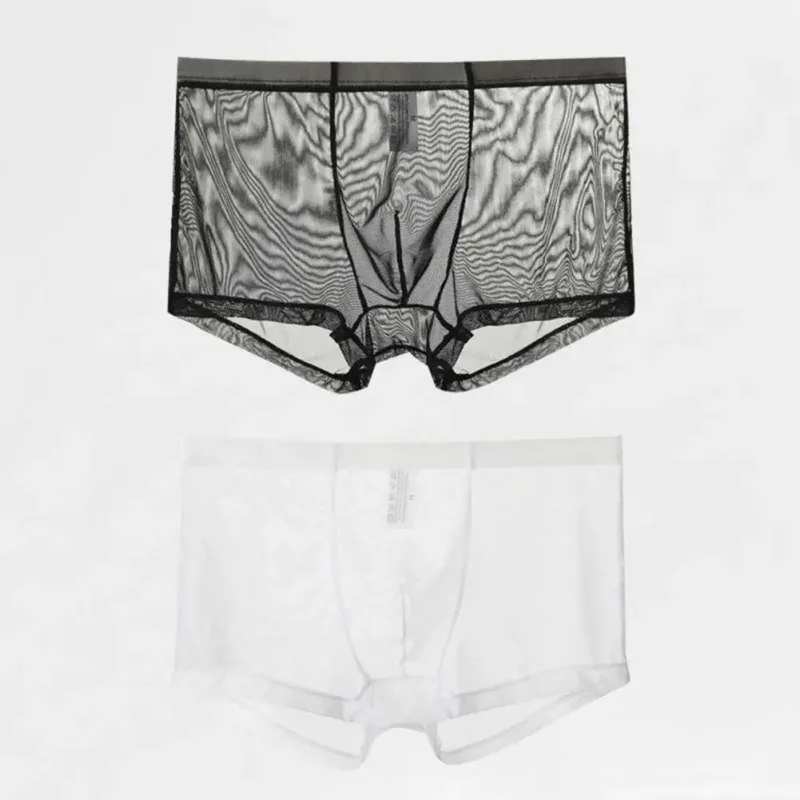 Mga Transparent na Boxer para sa Mga Lalaki na See Through Panlalaking Panloob na Sexy Mesh Low Waist Ice Silk Manipis na Nakakapalamig na Panti ng Lalaki na Panloob na Panloob — image 19